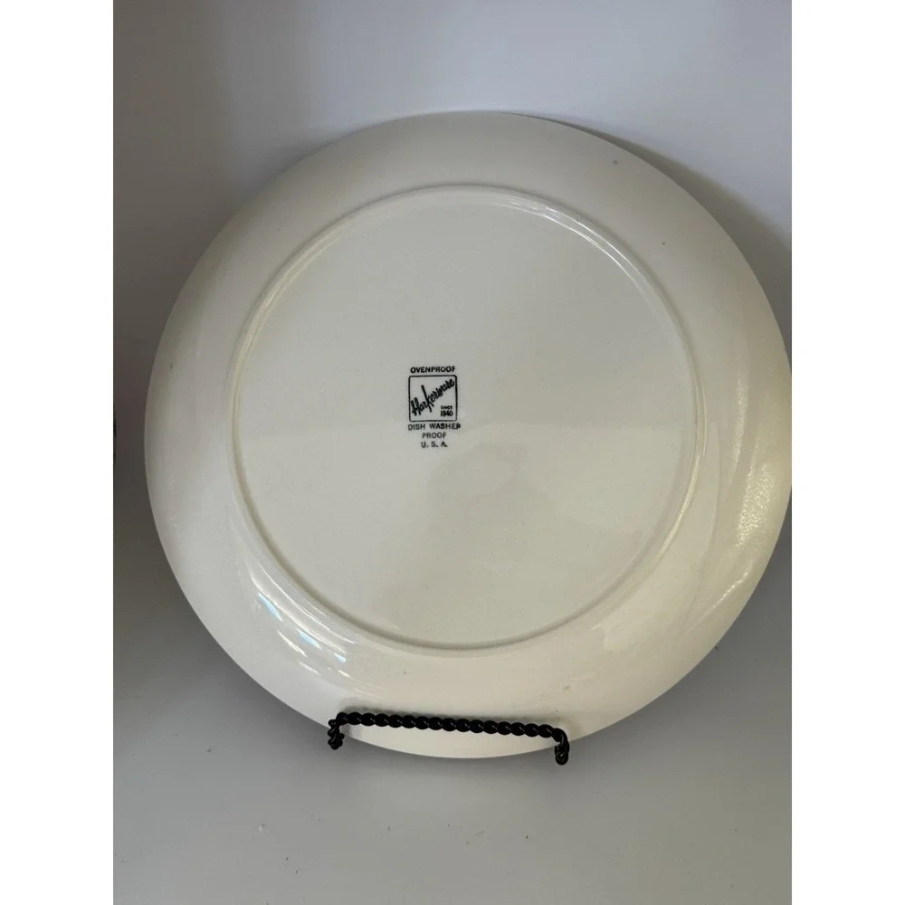 Vintage Harkerware Everglades Ceramic Dinner Plates Cottontail Mauve Set Of 4